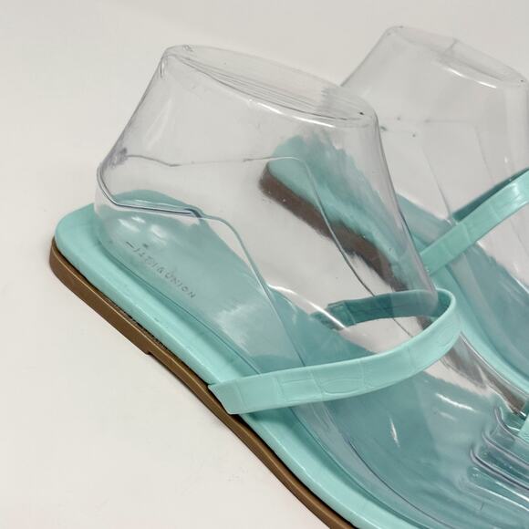 NEW 14th & Union Cece Blue Chill Croco Flat Slide Toe Thong Sandals, NEW Size 7 - Picture 9 of 14